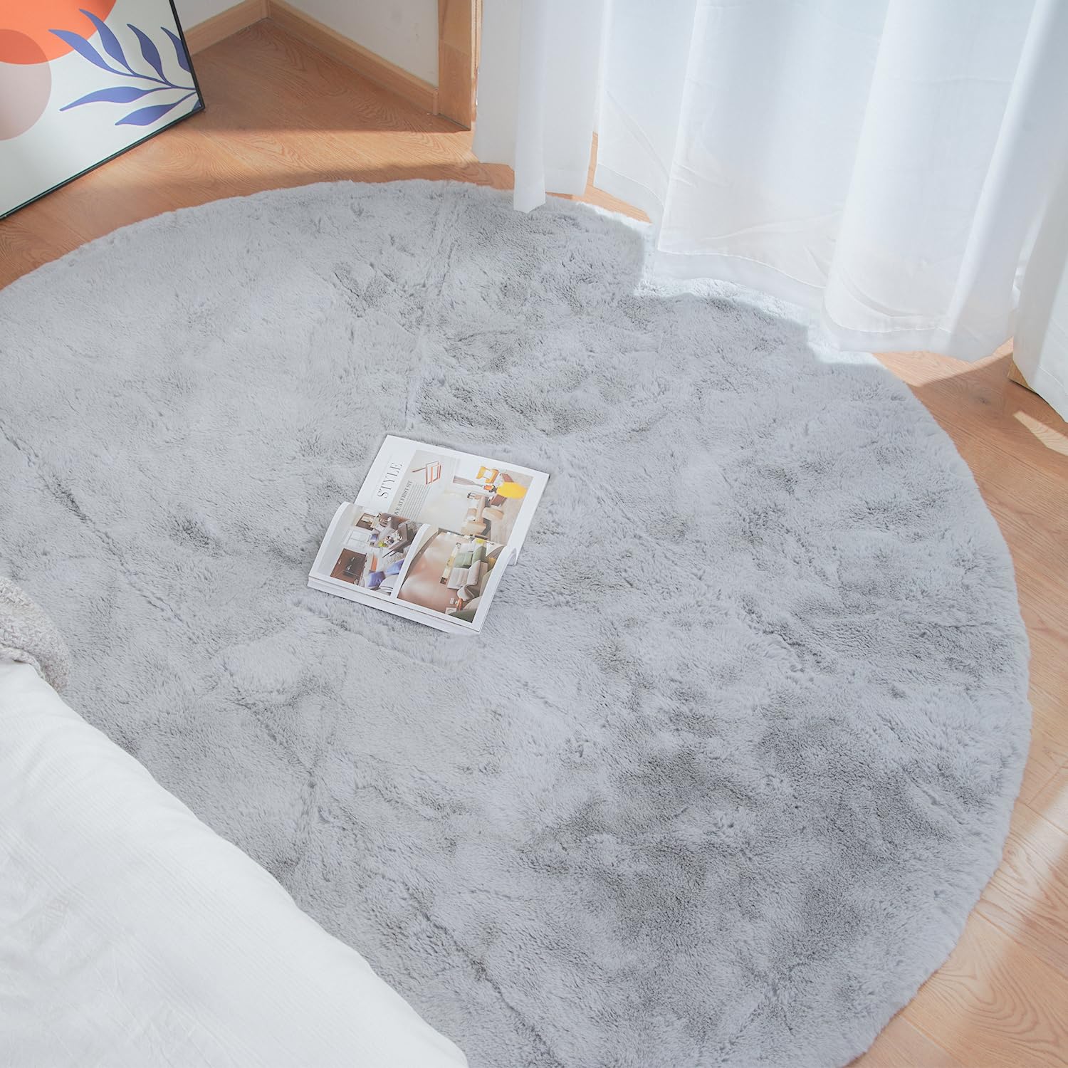 ORINOVA Tappeto Rotondo Grigio 180 cm Morbido Tappeto Camera da Letto Grande Tappeto Salotto Moderno Lavabile