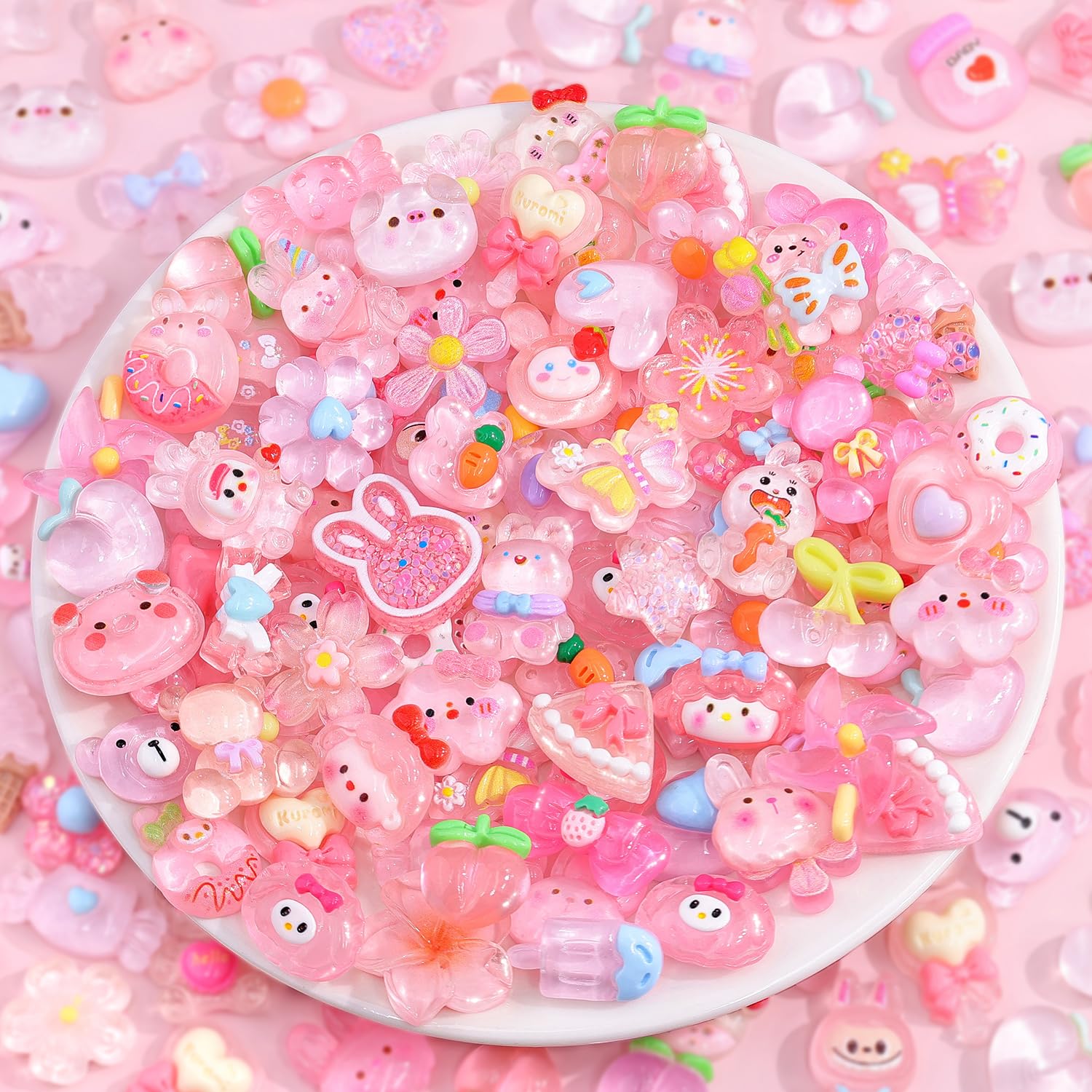 Slime Charms JINDUODUO 60 Pcs Bulk DIY Craft Making Kit, Cute Flat