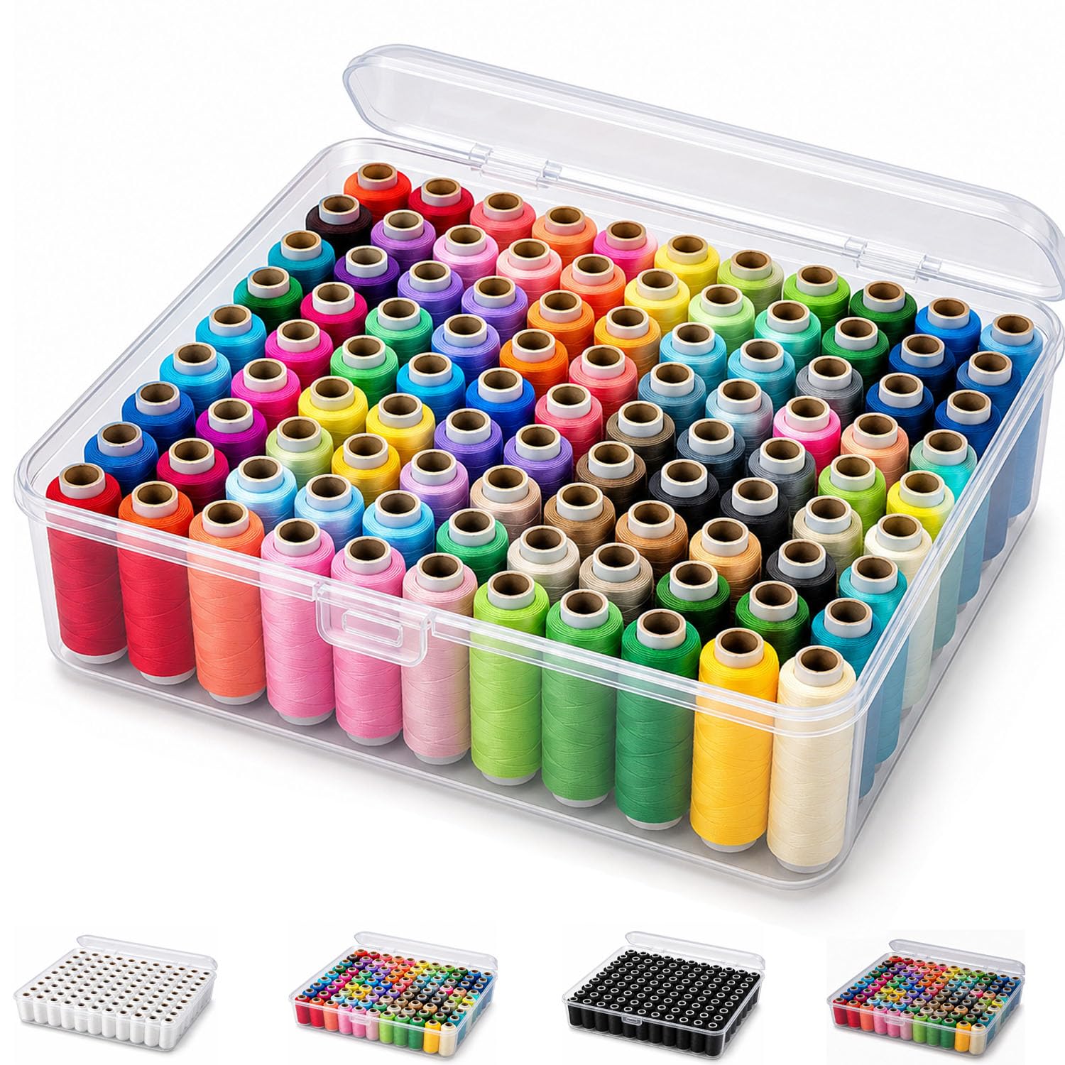 RED WIND 300 M Sewing Plain Threads Set with Transparent Storage Box | Multicolor | 25 Spools | Cotton Polyester Blend | Ideal for Regular Machine & Hand Stitching-image-9