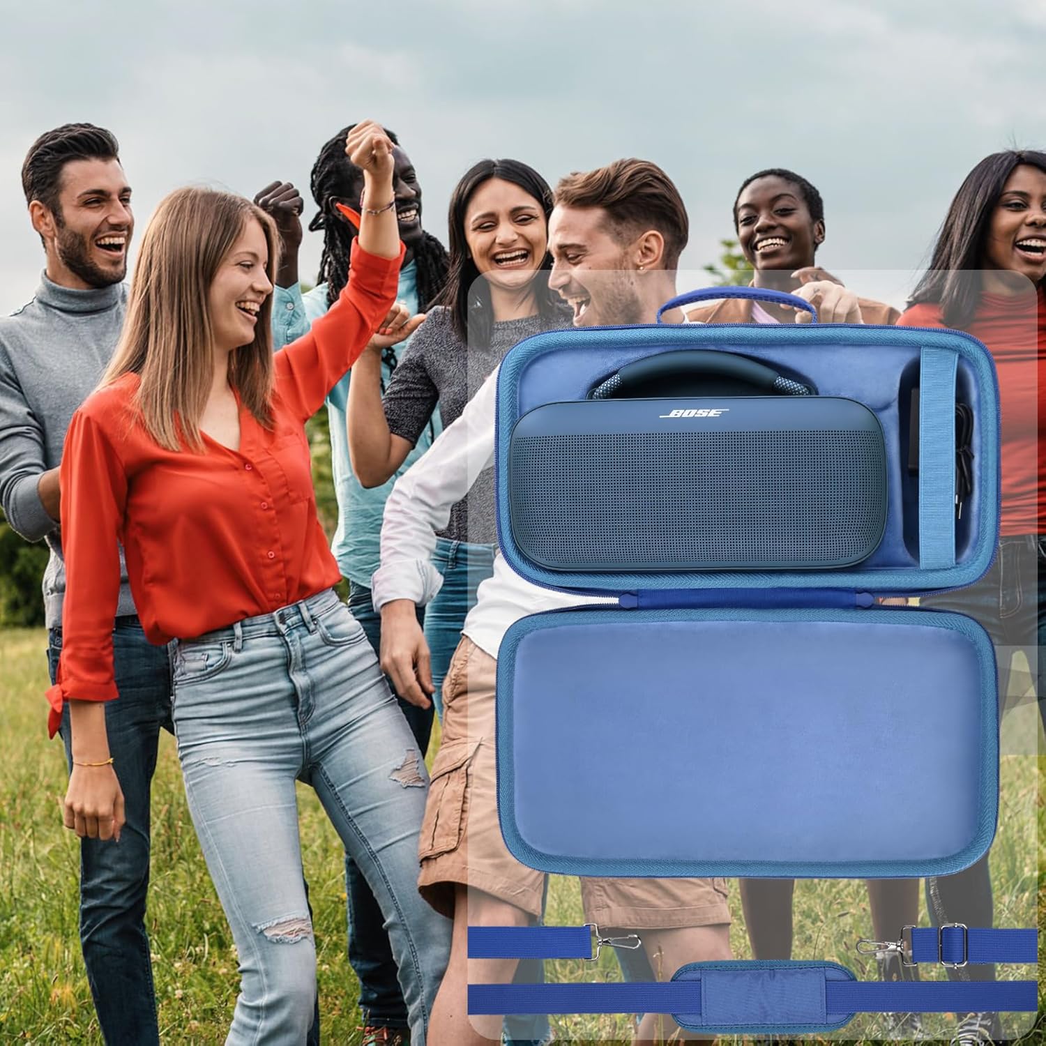 for Bose SoundLink Max Portable Speaker Hard Protective Case, Portable Travel Case Replacement with Shoulder Strap and Handle (Sky Blue Case) - co2CREA - Image 9