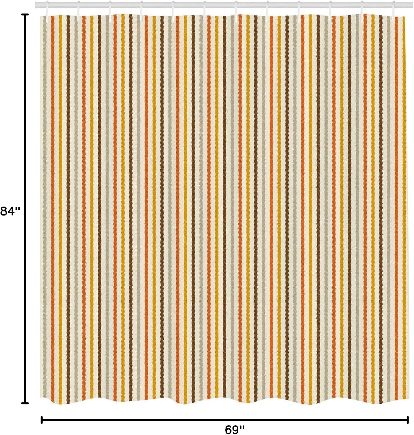 Ambesonne Vintage Shower Curtain, Retro Nostalgic 60s 70s Fashion Stripes Vertical Pattern Vintage, Cloth Fabric Bathroom Decor Set with Hooks, 69" W x 84" L, Mustard Orange