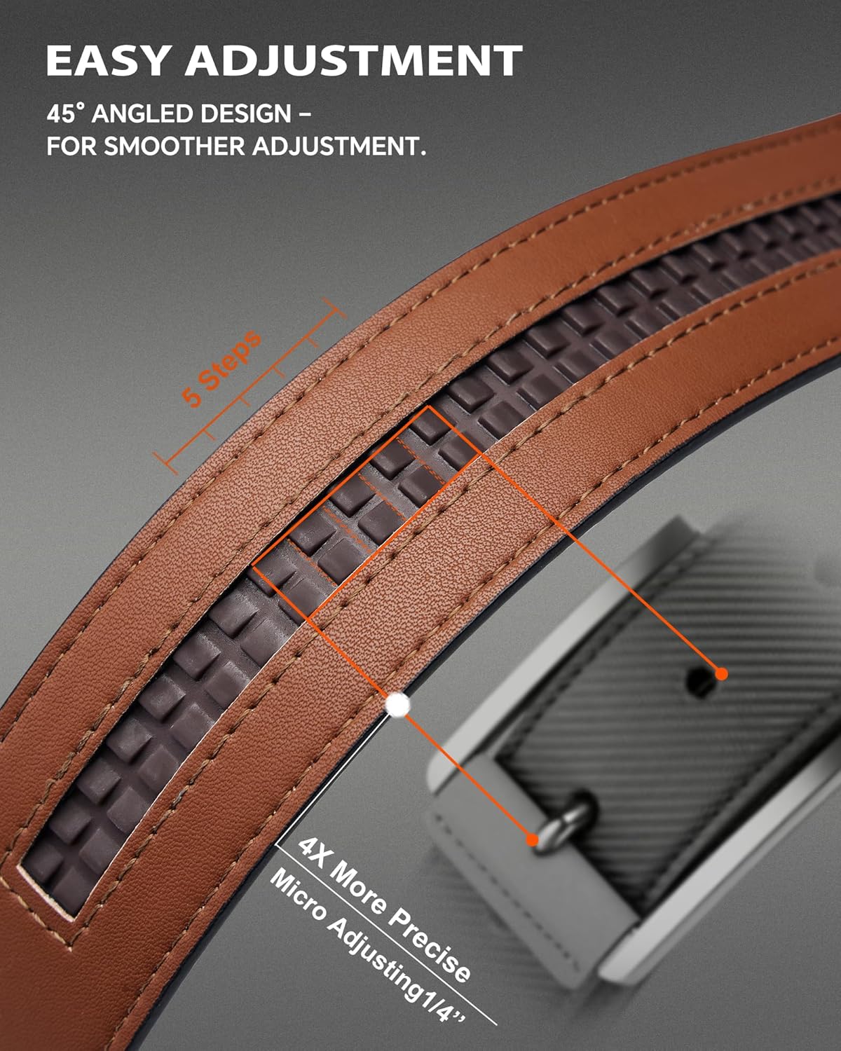 VANNANBA Men's Ratchet Belt Click Leather Belts 1 3/8" with Alloy Buckle for Casual Dress Pants, Cut for Fit - Image 2