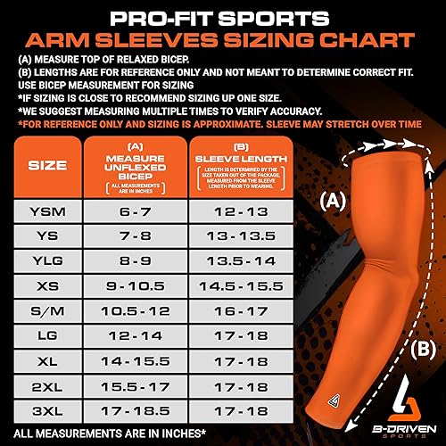 Miniatura 2 de B-Driven Sports Pro-Fit - Manga de compresión para béisbol, fútbol y atletismo, para hombres, mujeres, jóvenes, niños, 42 colores