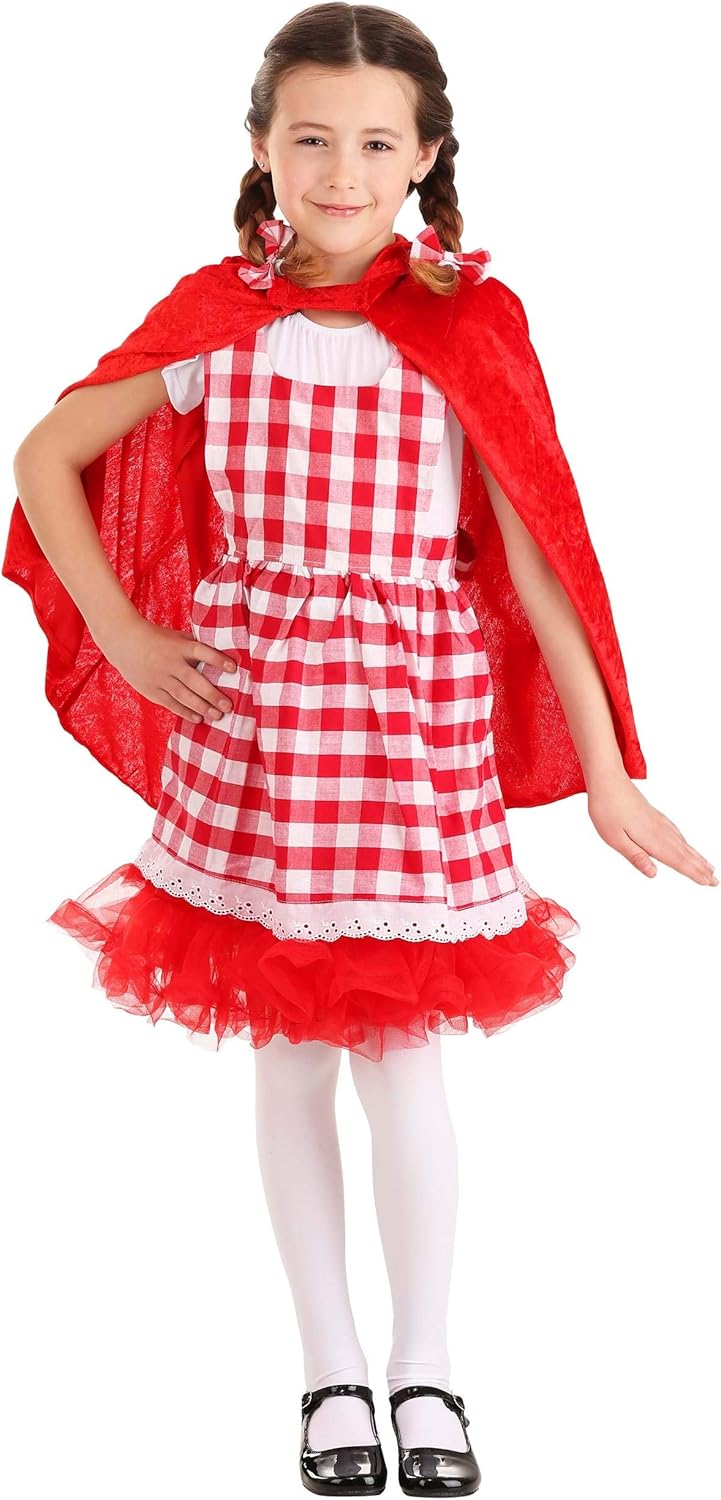 Little Red Riding Hood Halloween Costume Dress for Girls | Red Storybook Character Cosplay Outfit for Kids
