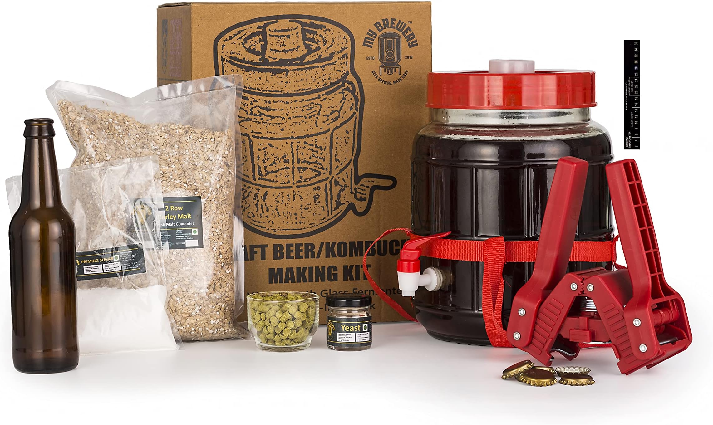 5 Litre Belgian Wit Beer Making kit with Reusable equipment - Glass Fermenter, Brew Equipment, Ingredients (Malted Barley, Hops, Yeast) Perfect for Brewing Craft Beer at Home by MyBrewery…