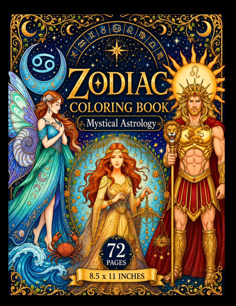 Zodiac Fantasy Colouring Book for Adults and Teens: 72 Unique Mystical Astrology Pages for Relaxation & Creativity
