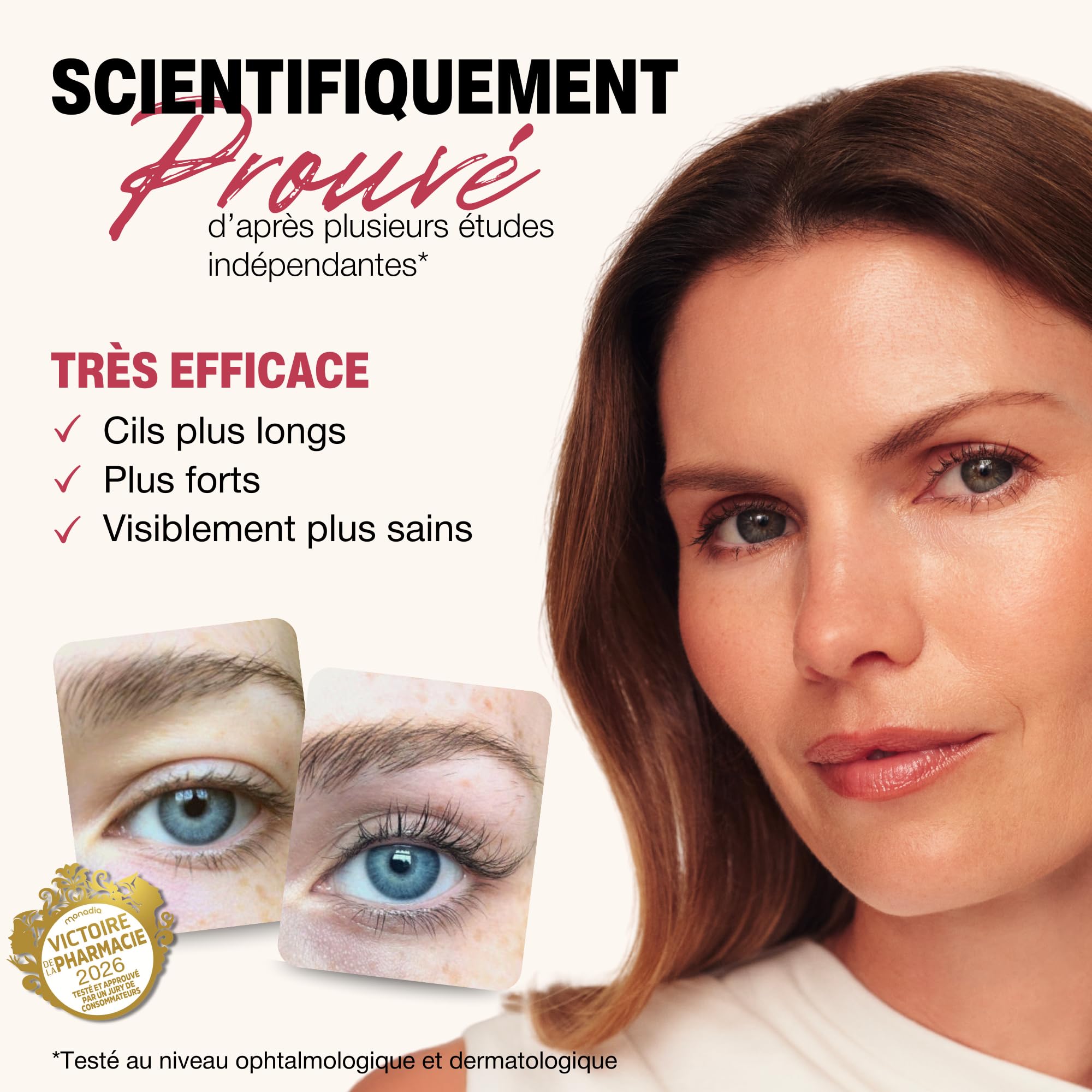 ROSELASH Nouvelle Formule Sérum de Croissance de Pousse Cils plus fournis longs épais - Fabriqué en France - Sans hormone Sans parfum - Vegan | Sérum pour cils pour promouvoir des cils plus longs et plus volumineux, 99 % naturel, sans hormones, sans parfu