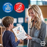 Vista 3 de Scribbledo Paquete de 10 pizarras blancas de doble cara de 9 x 12 pulgadas con forro de historias para niños, tablero de escritura para práctica