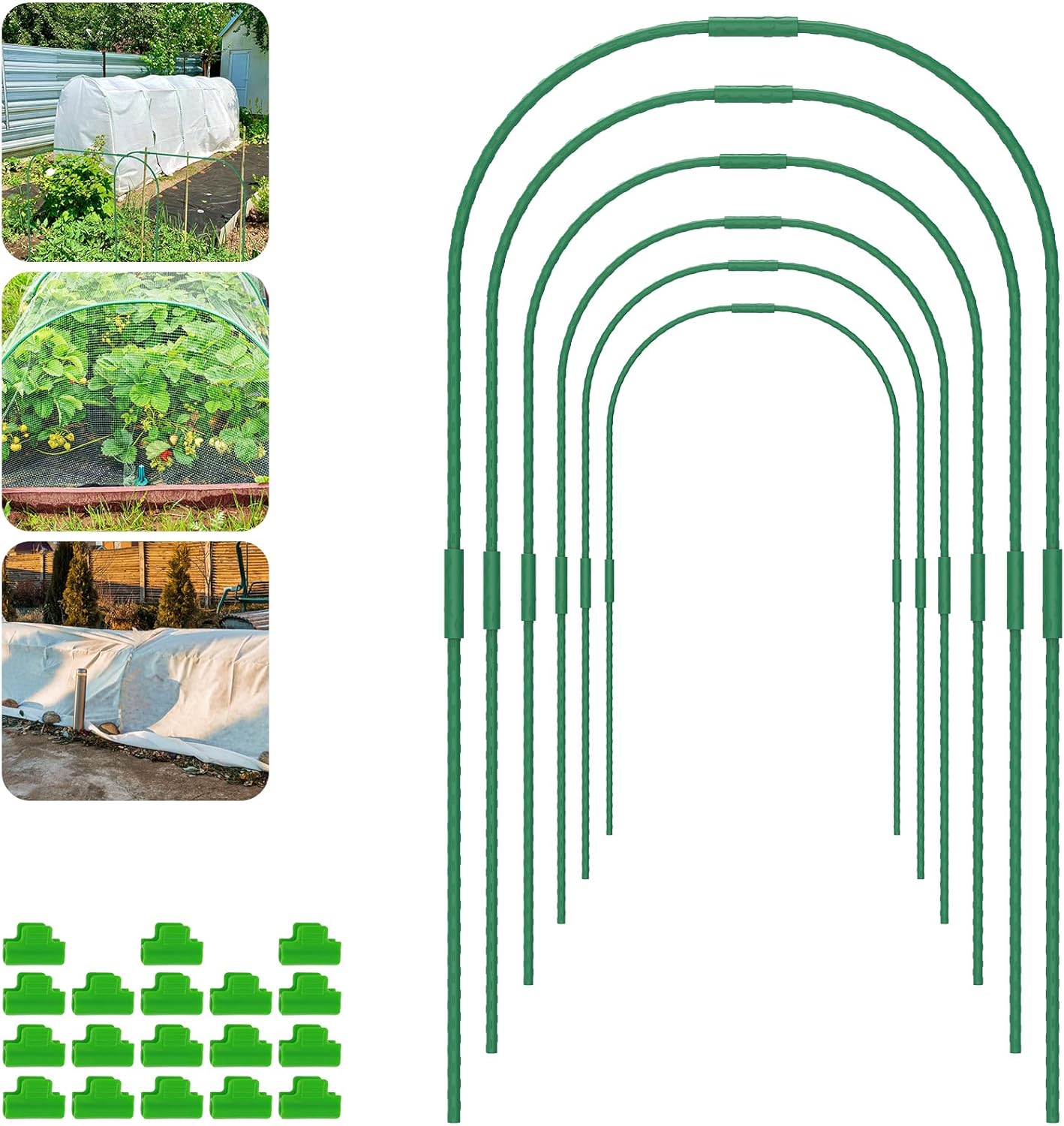 60Pcs Garden Hoops for Netting Raised Bed,Greenhouse Hoops Frame Tunnel