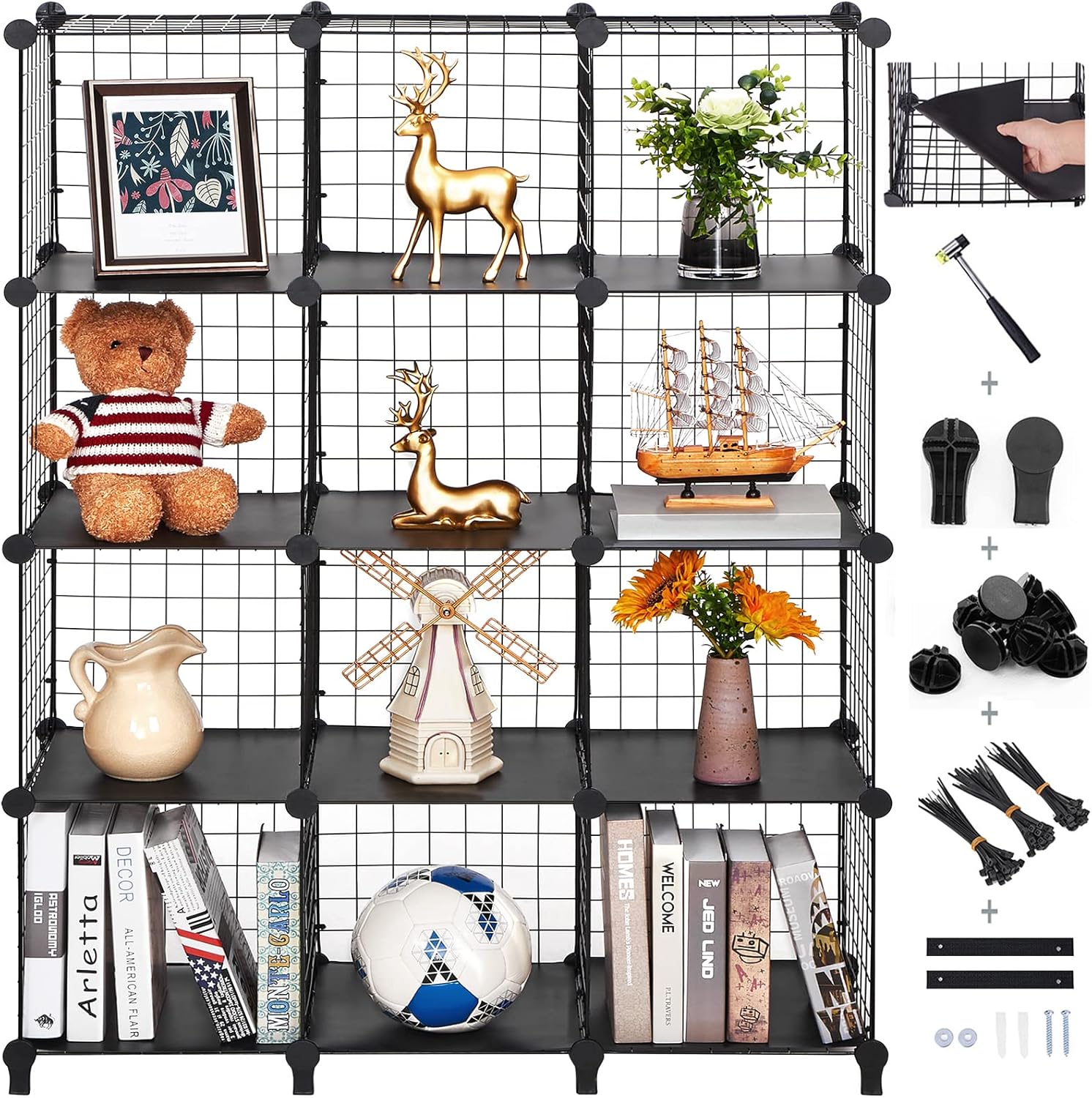 ANWBROAD Wire Cube Storage Organizer 12 Cube Metal Grids