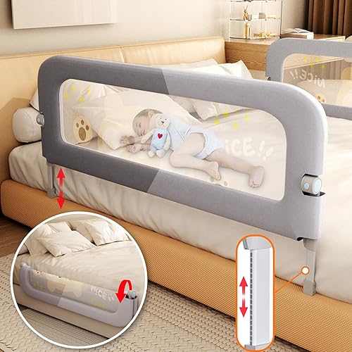 Riel de protección de cama para niños pequeños  Rieles plegables de elevación de 60 pulgadas para niños  Protector de barandilla de seguridad para