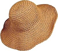Boolavard Women's Wide Brim Floppy Straw Sun Hat - Foldable 100% Natural Paper Braided Beach Cap for Summer Travel