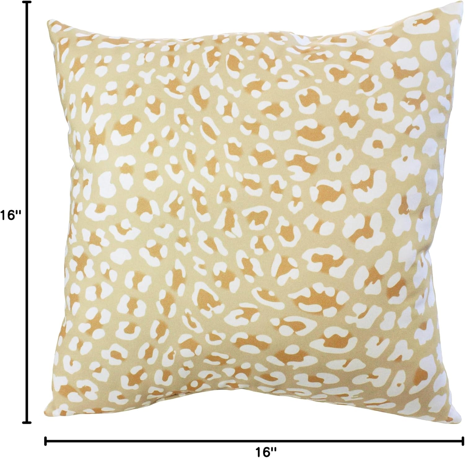 College Covers Animal Print Pillows Decorative Pillow, 16" X 16", Leopard Tan/White