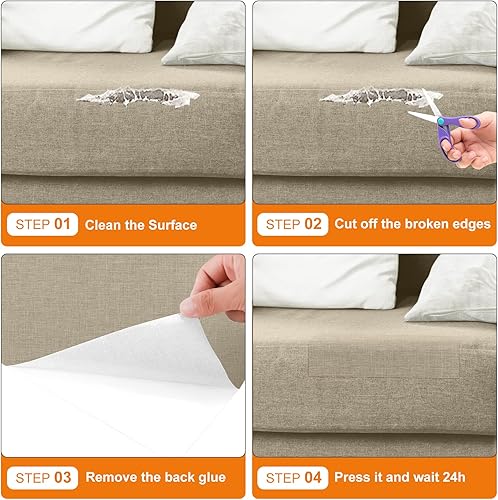 Miniatura 3 de Parche de reparación de tela autoadhesivo, cinta de reparación de lona de 4 x 63 pulgadas, kit de reparación de tela para muebles, sofás, asientos