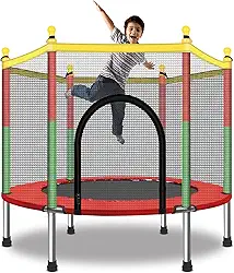 Cama Elástica 1,4 m com Rede de Proteção, Trampolim com Fecho Zíper e Lona Reforçada, Cama Elástica Trampolim Pula Pula, Resistente Pula Pula para Área Interna ou Externa Playground