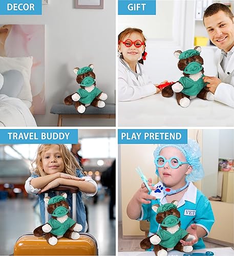 Miniatura 4 de DolliBu Peluche de doctor de gato marrón, súper suave, disfraz de gato marrón con bonito uniforme y traje de gorra, regalo con personalización, 7