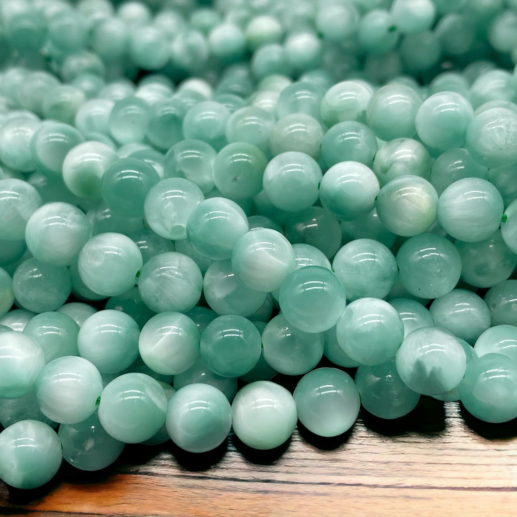 Abcgems Rare Russian Green Moonstone Beads Aka Green Angelite Two