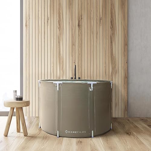 Miniatura 2 de HOMEFILOS - Bañera portátil con bandeja (grande) de HOMEFILOS, baño de hielo y baño frío para atletas, bañera de hidromasaje japonesa (no inflable,