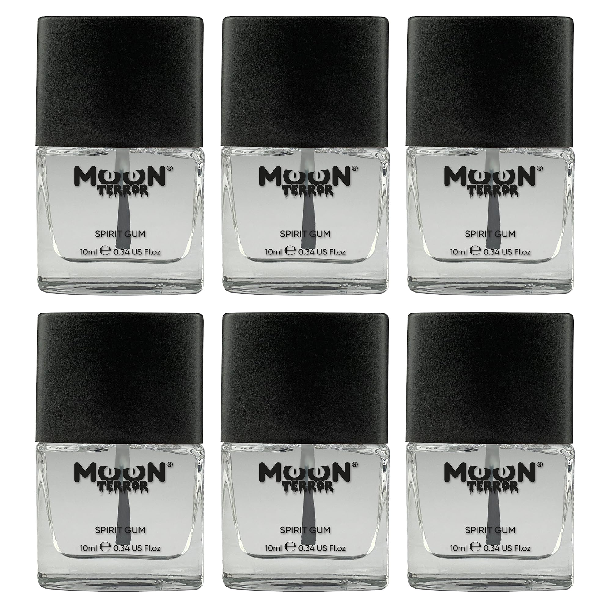 Pro FX Spirit Gum by Moon Terror | 10ml x6 | SFX Make up for Halloween, Glue Adhesive Fix, Body Glue for Prosthetics Glitter Jewels Hair Wigs Special Effects Make up