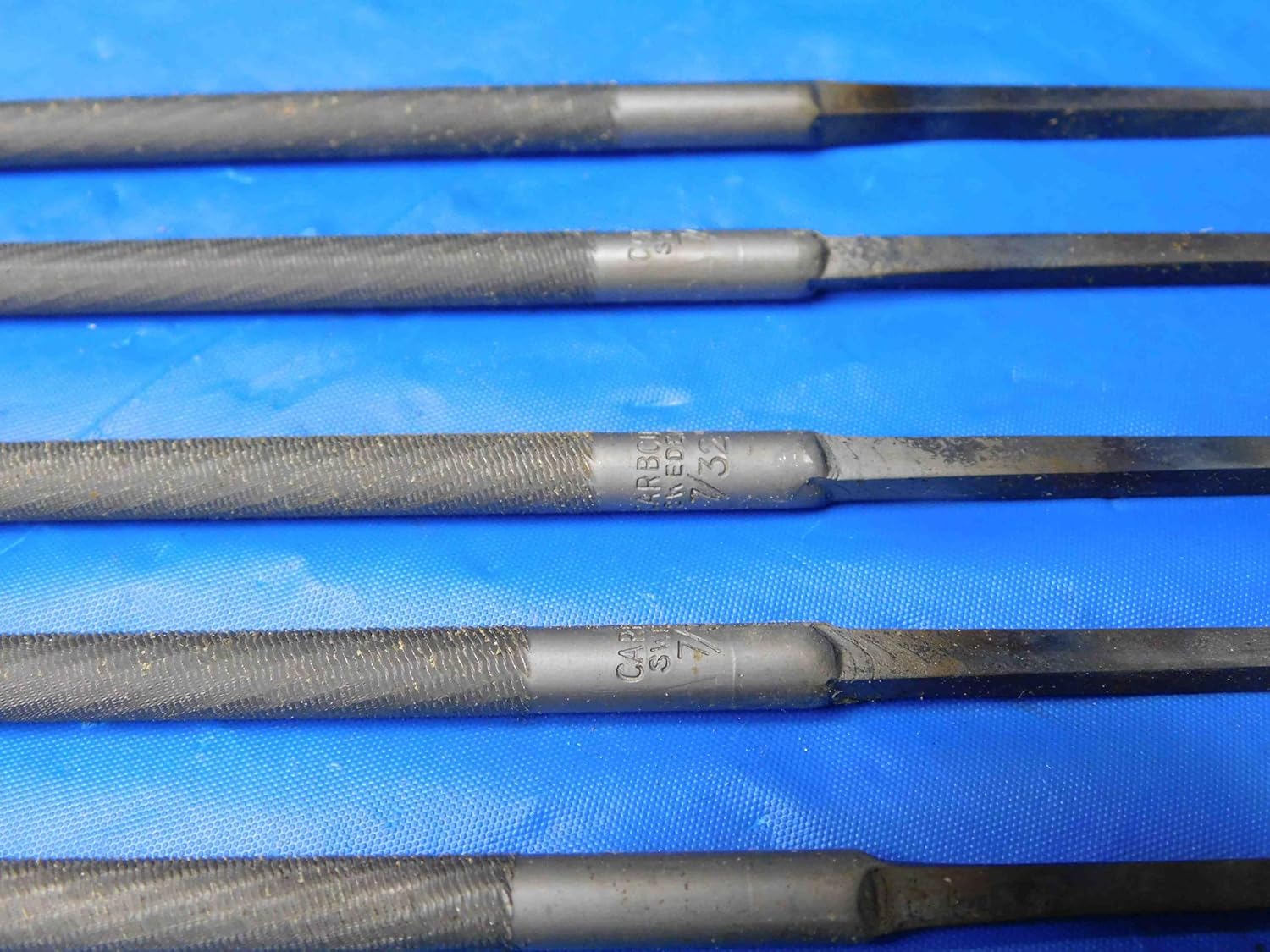LOT of 7 CARBCUT 7/32" Diameter 10" Hand File Swiss Made Metal Works Machine - BS1189LVR