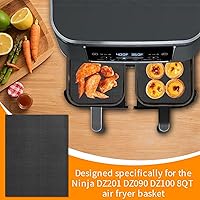 Vista 5 de Juego de freidora de aire de 6 piezas para Ninja Foodi DZ090 DZ201 DZ100, 4 forros inferiores para horno y 2 sartenes de cocina para protección