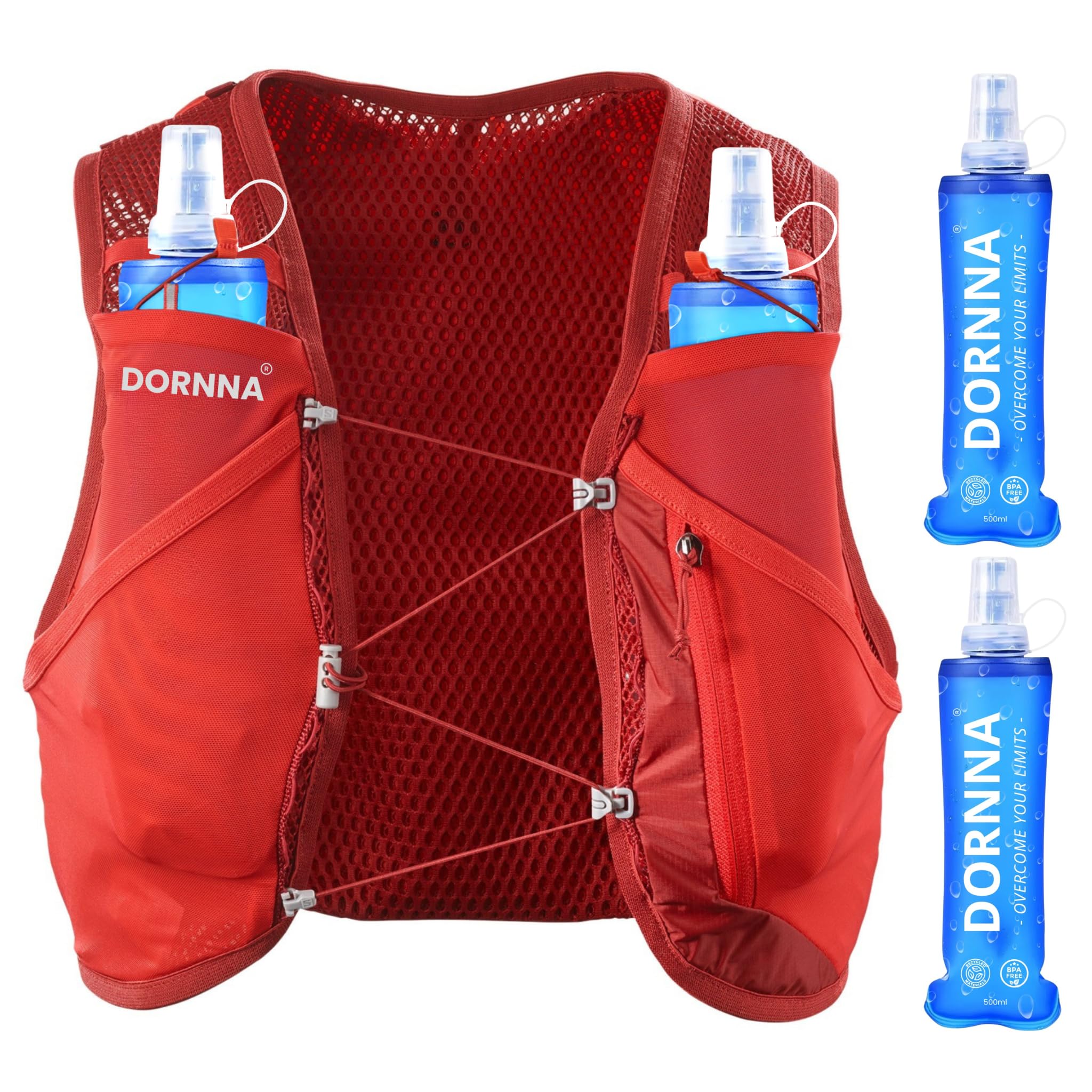 Light Edition V1 – Zaino Trail Running + 2 borraccia mórbida 500 ml Senza BPA, Run Vest con Soft Flask, Gilet Trail Running Uomo e Donna.