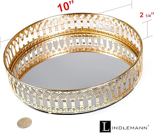 Miniatura 52 de Bandeja de tocador de cristal decorativa con espejo, bandejas de perfume para maquillaje, almacenamiento de cosméticos, organizador de Bandeja