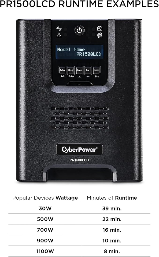 CyberPower PR1500LCD UPS 1500VA/1500W 8 Tomacorrientes AVR Mini-Torre miniatura 9