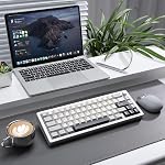YUNZII AL66 Wireless Mechanical Keyboard,65% Knob Control Aluminum Gaming Keyboard Bluetooth/2.4G/Wired Hot Swappable Pre-lubed Switches, Gasket Mounted RGB Keyboard for Win/Mac(Milk Switch, Silver)
