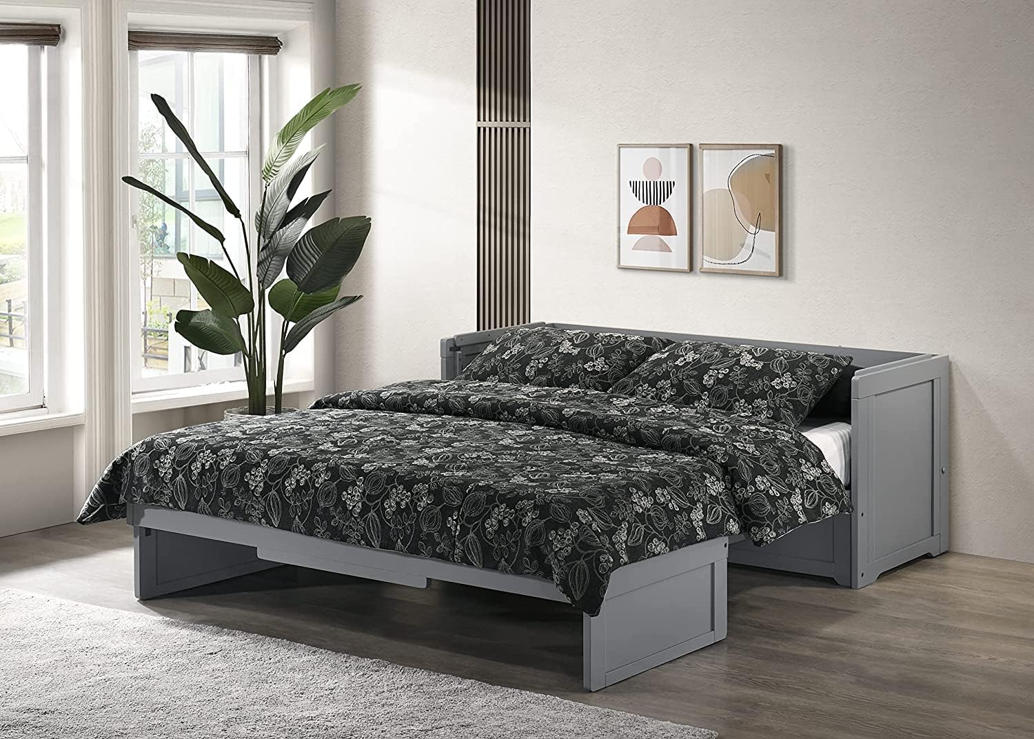 Night  Day Murphy Cube Cabinet Chest Bed (Queen, Gray)