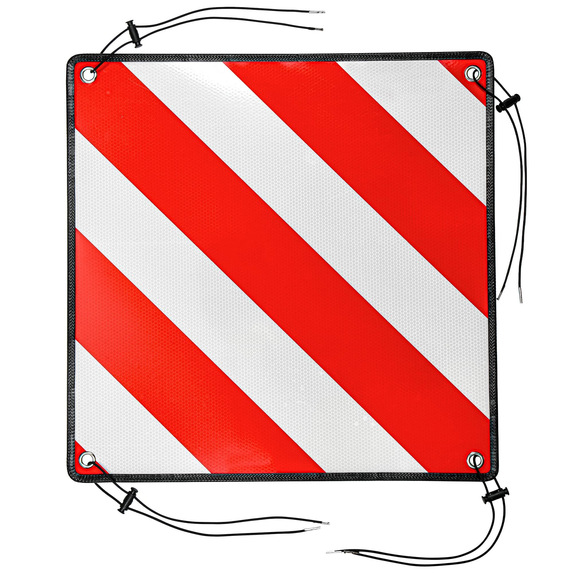 TEOV 3 in1 Warntafel für Italien UND Spanien + Portugal | 4X Spanngurte PVC, 50x50cm, Reflektierend | Für Fahrradträger/Heckträger, Wohnmobil