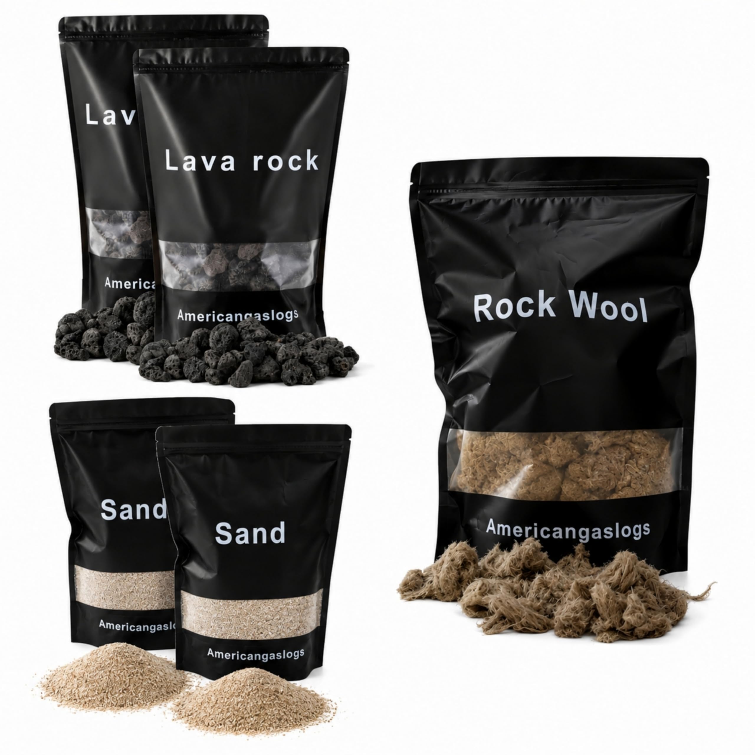 Laine de roche + Lave Rock + Vermiculite (utilisation pour gaz naturel 76-91,4 cm)