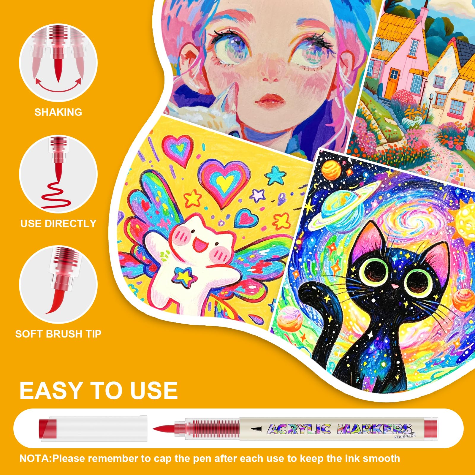TrendGate 80 Couleurs Feutre Acrylique, Utilisation Multi-surface