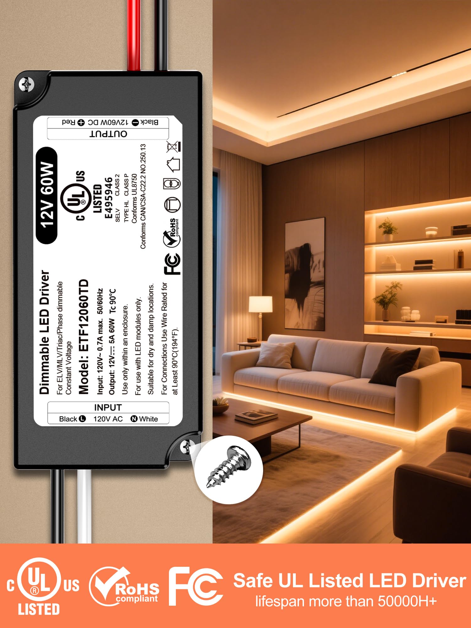 12V LED Driver - Dimmable, UL Listed, Lutron Compatible -3