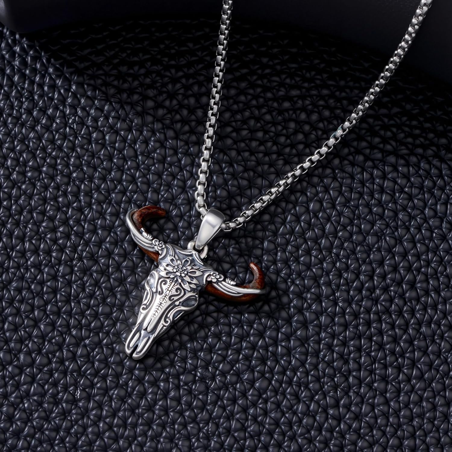 Sigil of Baphomet Pendant Inverted Pentagram Necklace 925 Sterling Silver Satanic Baphomet Goat Cow Skull Necklace for Men Gift Birthday Jewelry - Image 2