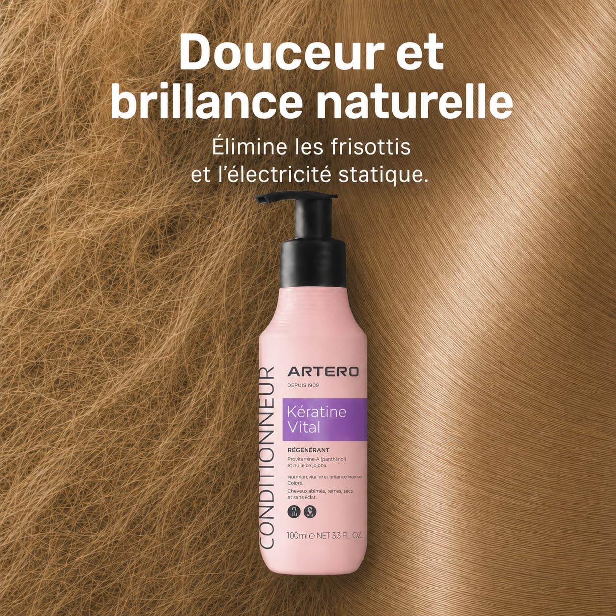Artero Après-Shampoing Keratin Vital 90ml pour Chiens et Chats - Régénération Instantanée, Douceur et Brillance pour Un Pelage Fort et Protégé, Effet Anti-Frisottis