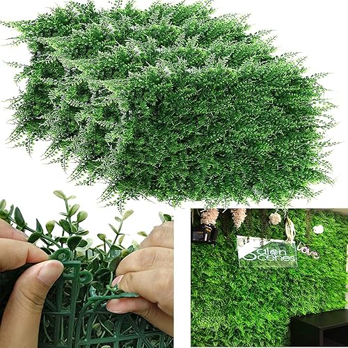 MYOYAY Paquete de 12 paneles de boj artificiales de 24 x 16 pulgadas, telón de fondo de césped artificial de 31 pies cuadrados, paneles de pared de