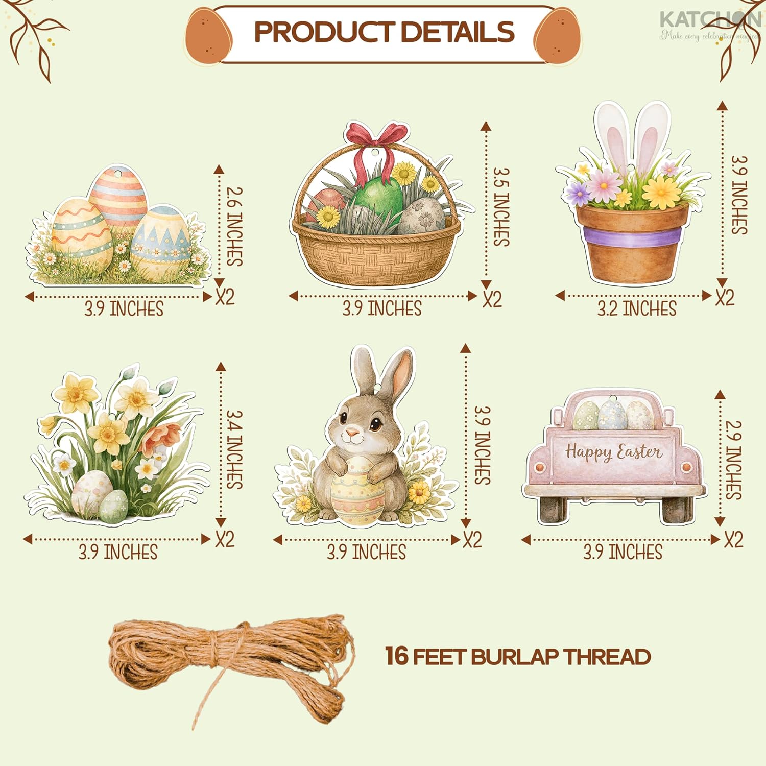 KatchOn, 24 Pack Wooden Easter Eggs Hanging Easter Decorations for Home | Wooden Easter Ornaments | Easter Party Decorations | Easter Tree Ornaments for Easter Decor