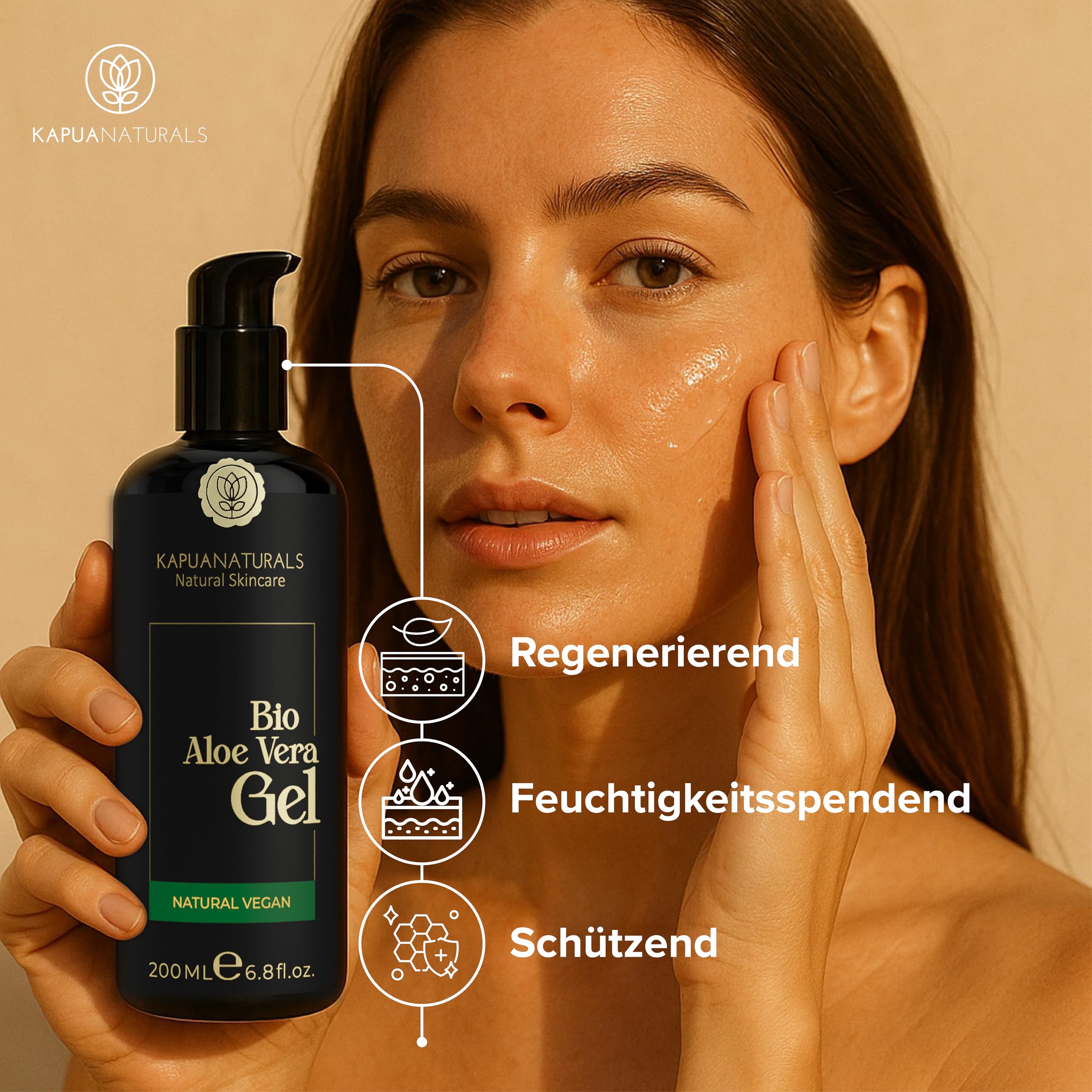 Żel Aloe Vera w 100% ekologiczny • 100% czysty sok z aloesu • z kwasem hialuronowym i pantenolem • wegański i bez substancji zapachowych • Czysty żel Aloe Vera do twarzy i ciała • Pielęgnacja po