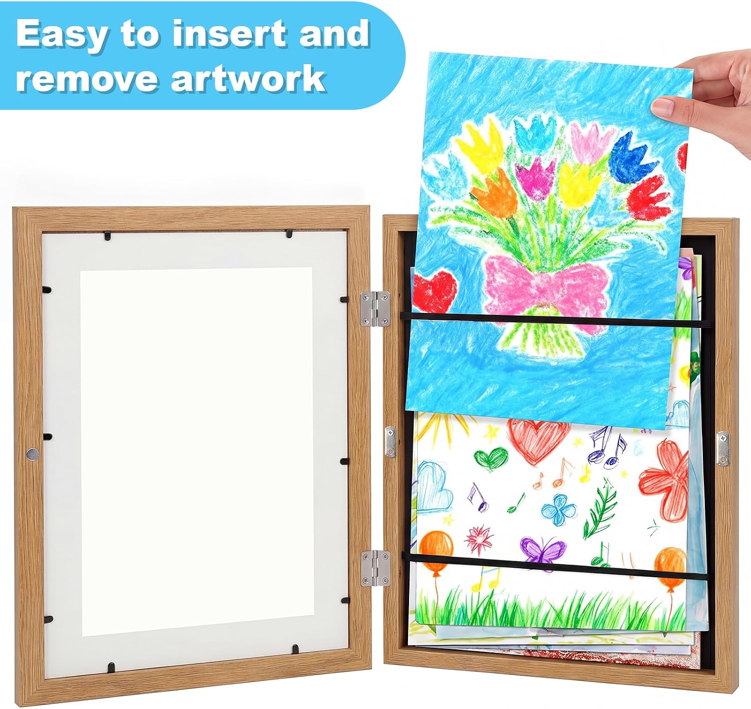 Cinnvoice 10 Pack 8.5 x 11 Inch Kids Artwork Frames Changeable, Wood