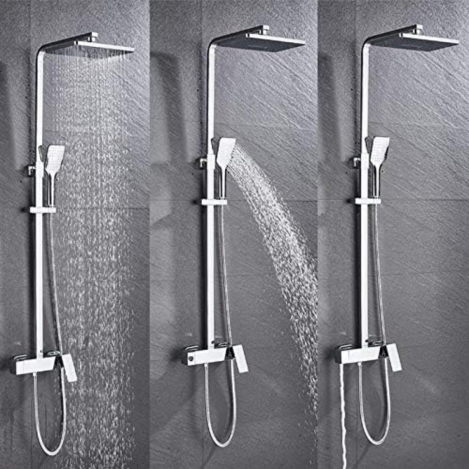 GLJTUO Shower system, Shower Faucet Sets Wall Mounted Shower System Bath Shower Kits Rainfall Shower Head Brass Mixer Valve Handshower-Black_CHINA,Black,Chrome
