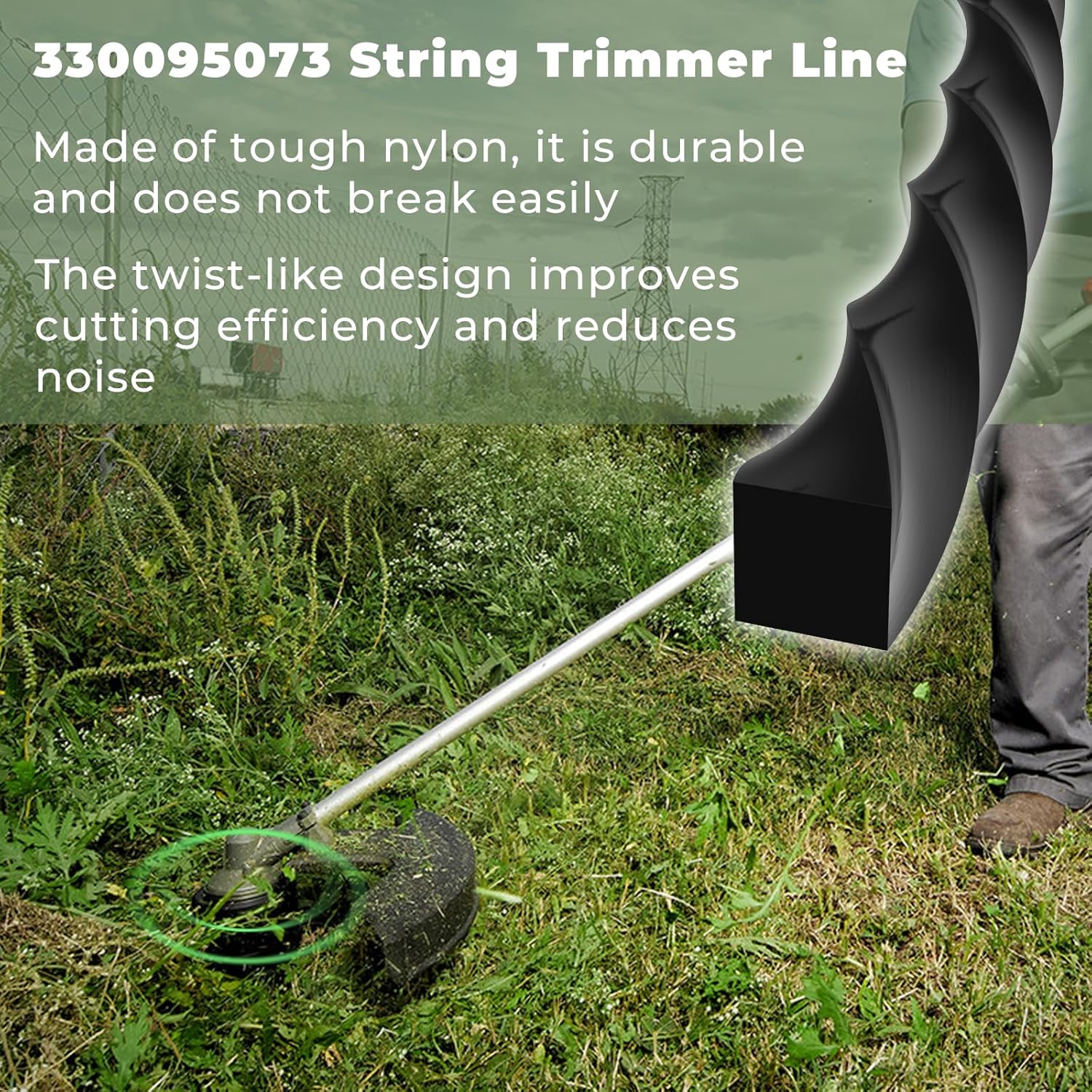 0.095" Black Diamond Trimmer line Replacement for Echo Trimmer Models SRM-225, SRM-2620, SRM-2620T, SRM-3020T, 885 ft Heavy Duty Weed Eater String Twist Line 330095073