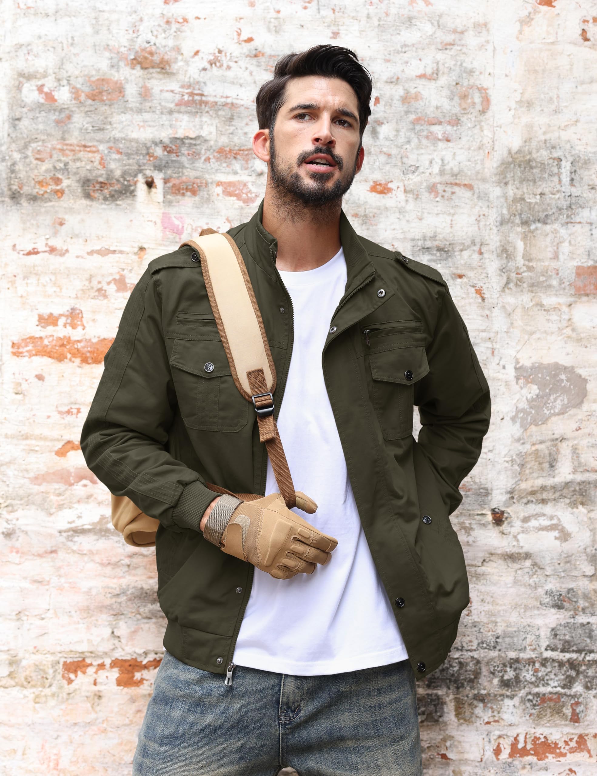 TACVASEN Giacca in Cotone Leggero, Stile Casual, Elegante per Uomo