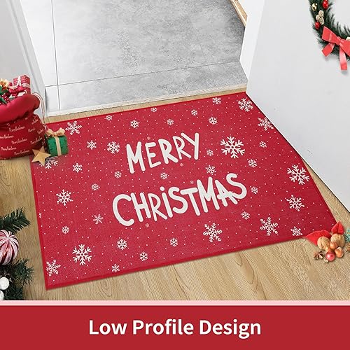 Miniatura 6 de CAROMIO Tapete decorativo de Navidad para puerta delantera, tapete de bienvenida lavable, tapete antideslizante para interiores y exteriores, tapete