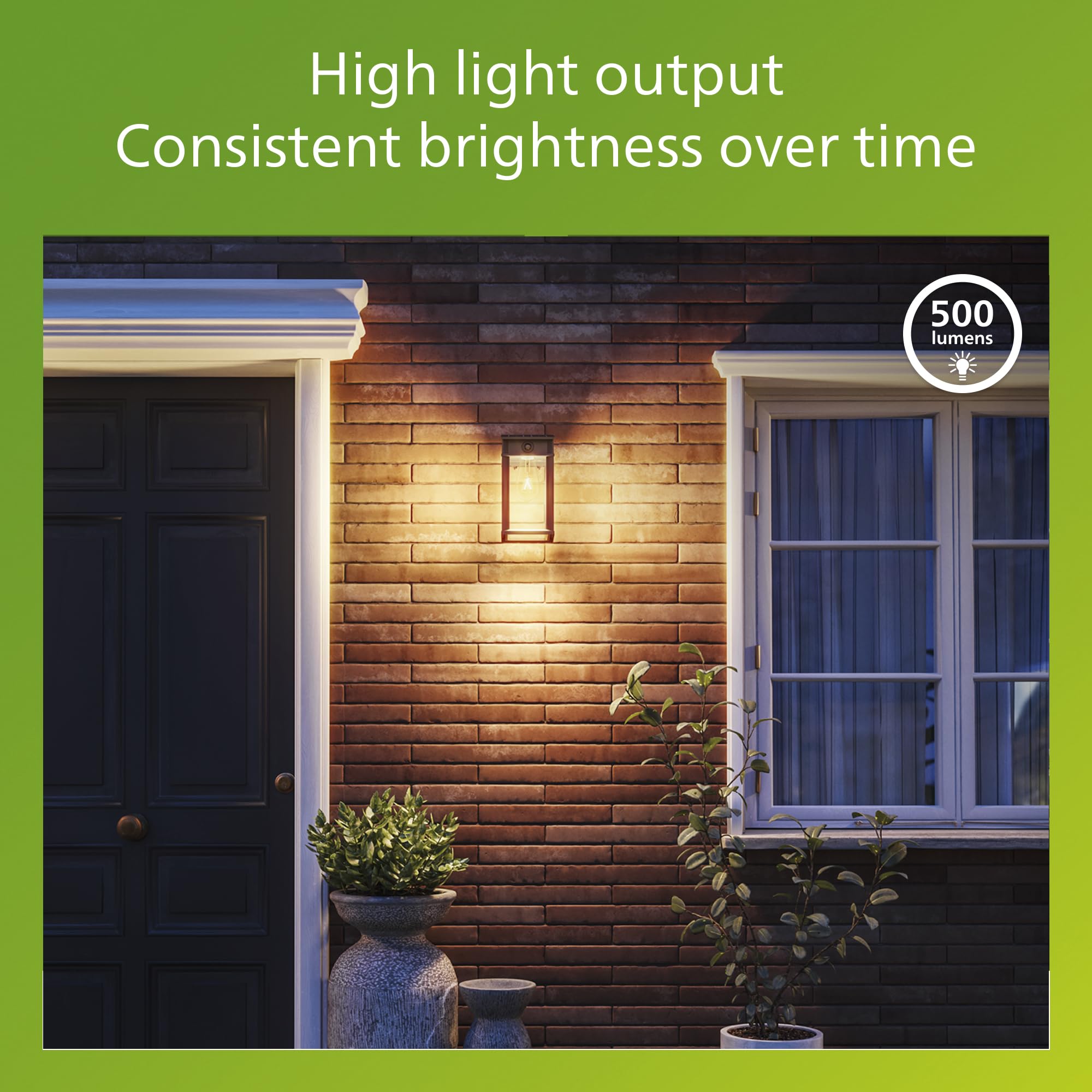 Philips Geri UltraEfficient Outdoor Solar Wall Light, Replaceable Solar Bulb, Motion Sensor, 2700K, Square, Black - Image 4
