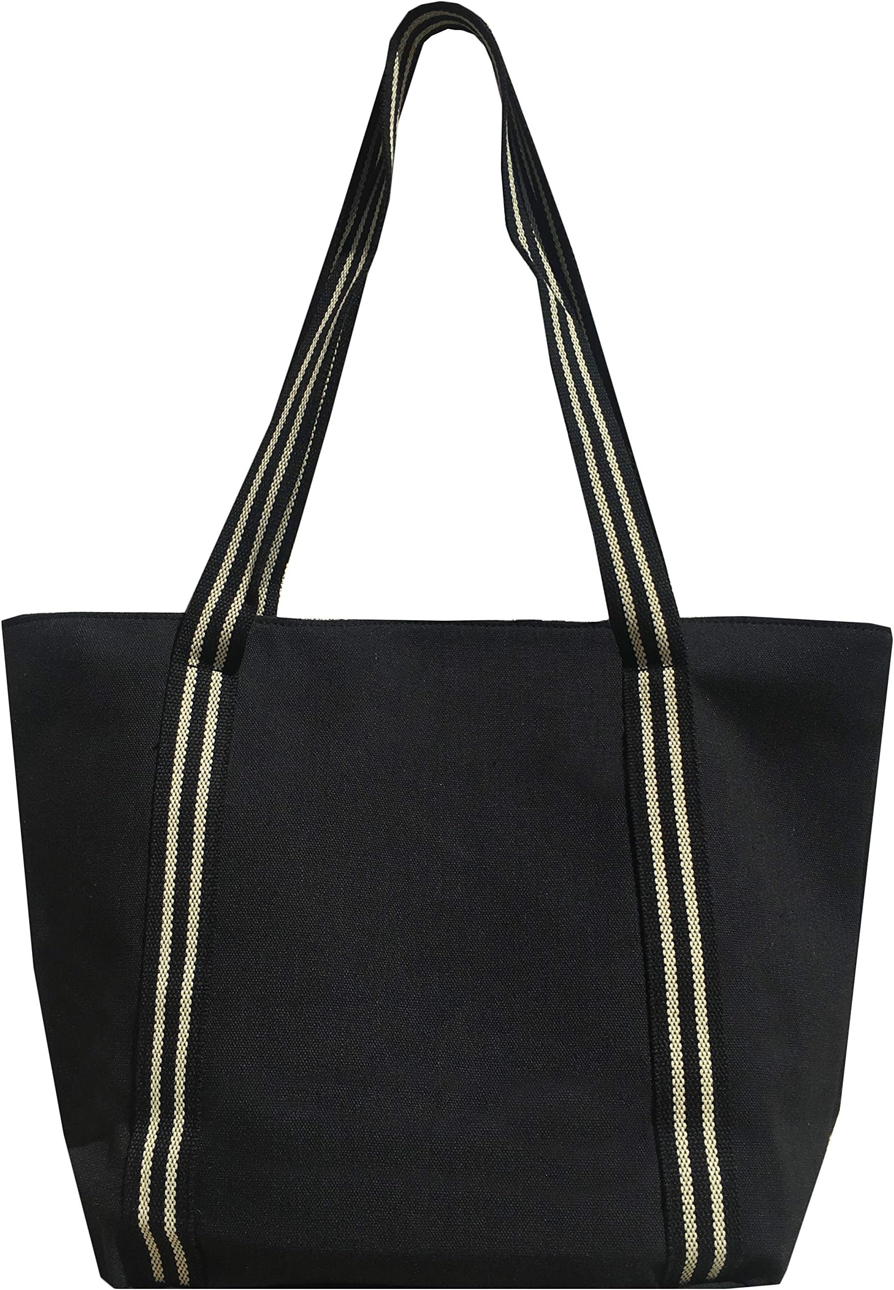 Large Utility Canvas and Nylon Travel Tote Bag For Women and Girls1703(F.Black)