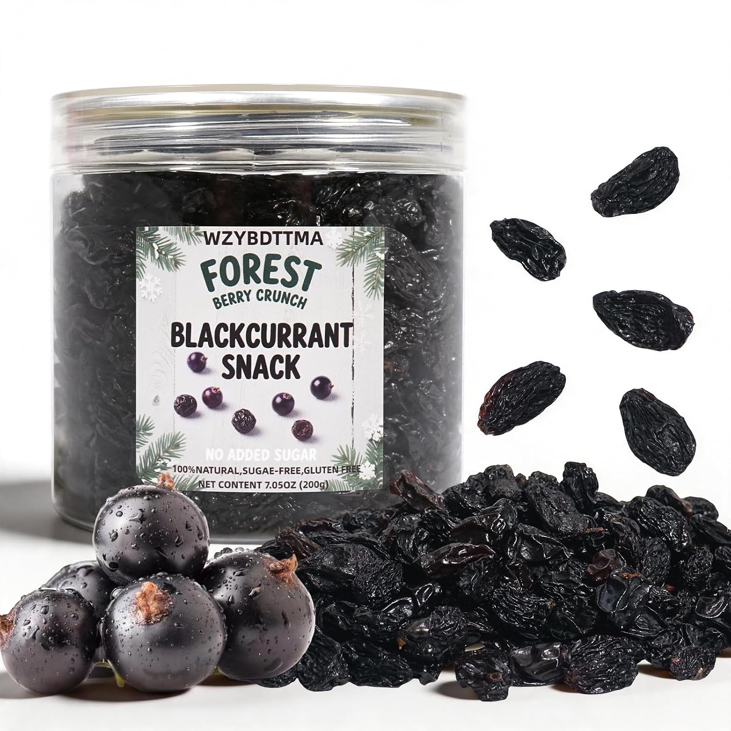 Large Dried Blackcurrants, No Added Sugar,7.05oz Bag for Snacks & Baking