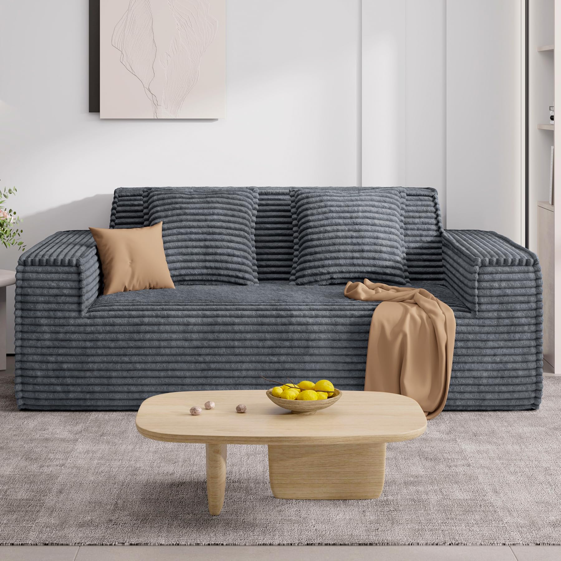 Aivermeil Boneless Couch, Cord Sofa mit Schlaffunktion, Modernes Wolken-Sofa