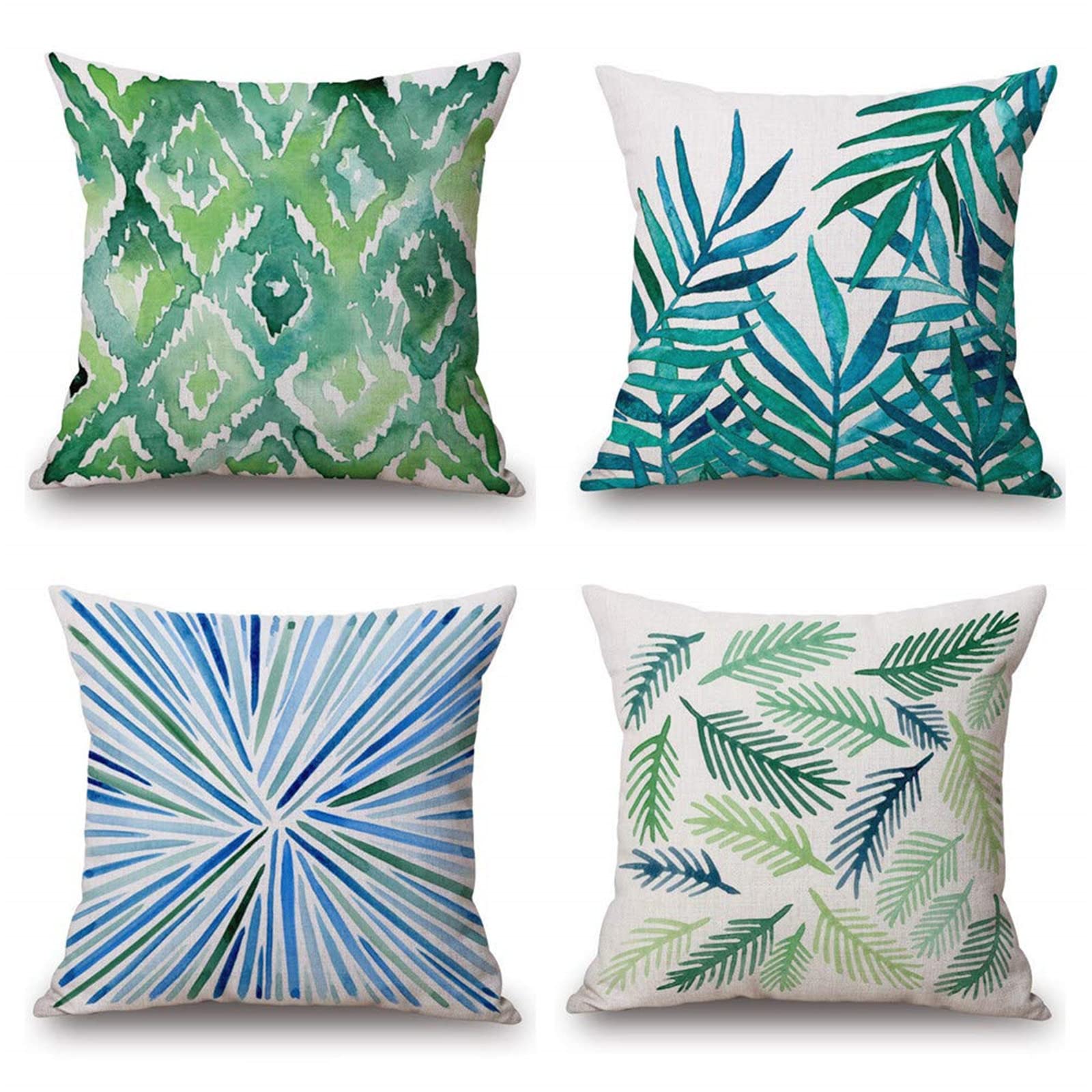 Housses de coussin en lin 60x60 cm au tissage noble double face bleu vert