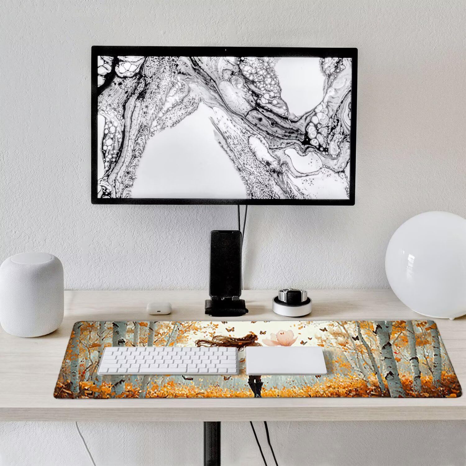 Tappetino per Mouse XXL 1400 x 600 mm Tappetino Mouse Gaming Grande, Mousepad con Base in Gomma Antiscivolo, Tappeto per Tavolo da Gaming per Mouse e Tastiera, Accessori PC (ragazza bosco) u-695